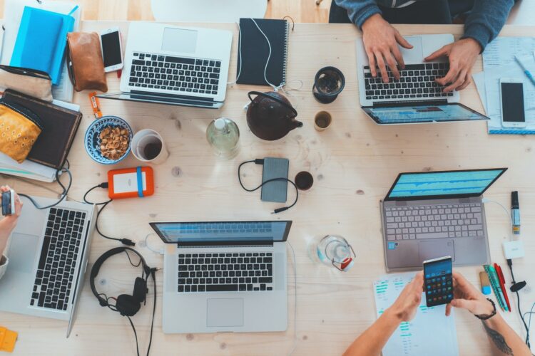 office table and laptops